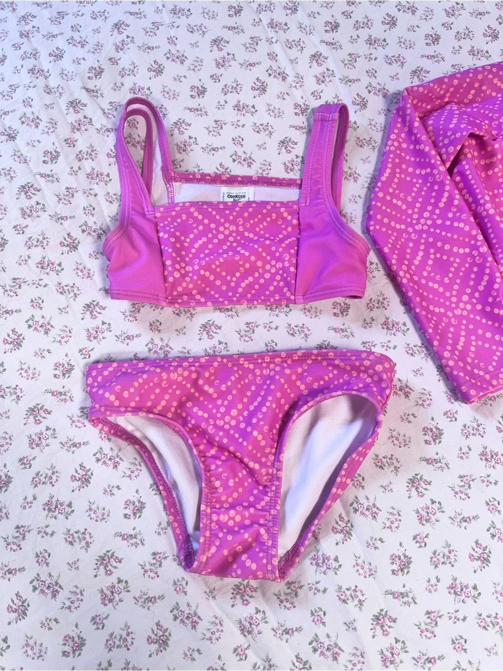 OshKosh B'gosh Pink Dot-Print 3-Piece Swim Set with Zip Rash Guard